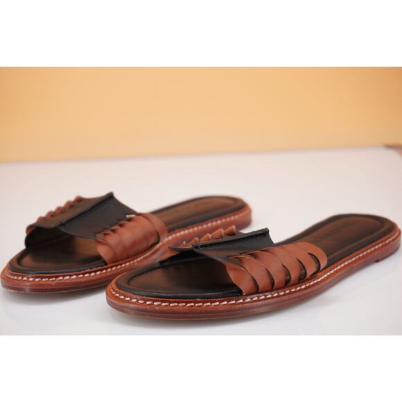 Ulla Johnson Ameya Black Brown Twisted Leather Slide Sandal 37 New Flat $420 - Picture 10 of 12